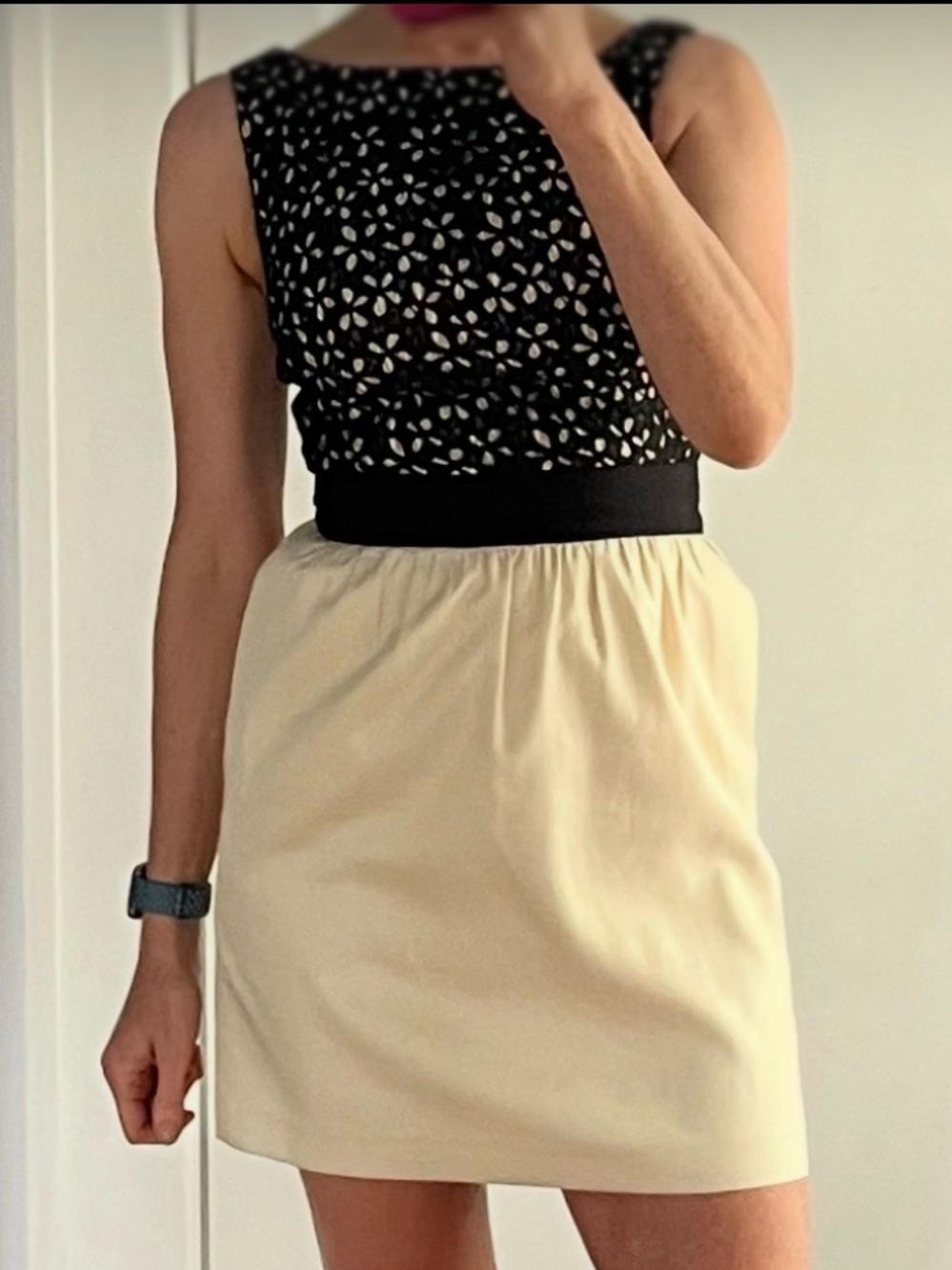 NWT Milly of New York Wool Silk Cotton Black Lace Cream Party Dress Bow Back sz6 - Picture 3 of 16
